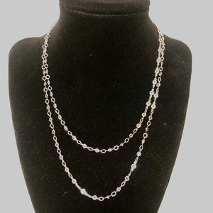 Two layers, crystal and silver necklace